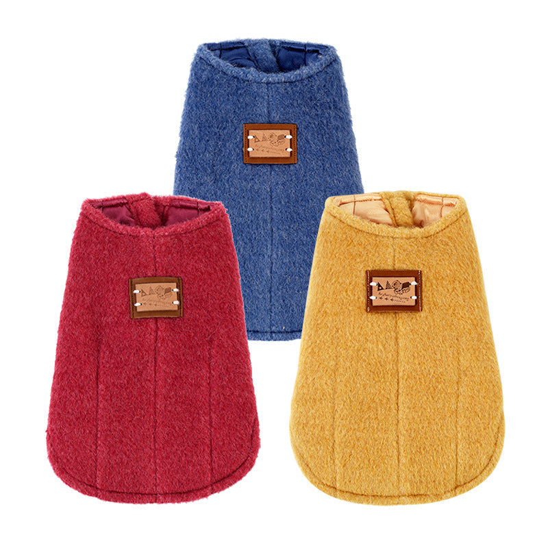 KFX-8519997 Cotton Cashmere Vest for Small Dogs in Yellow, Blue, and Red - Autumn/Winter Collection