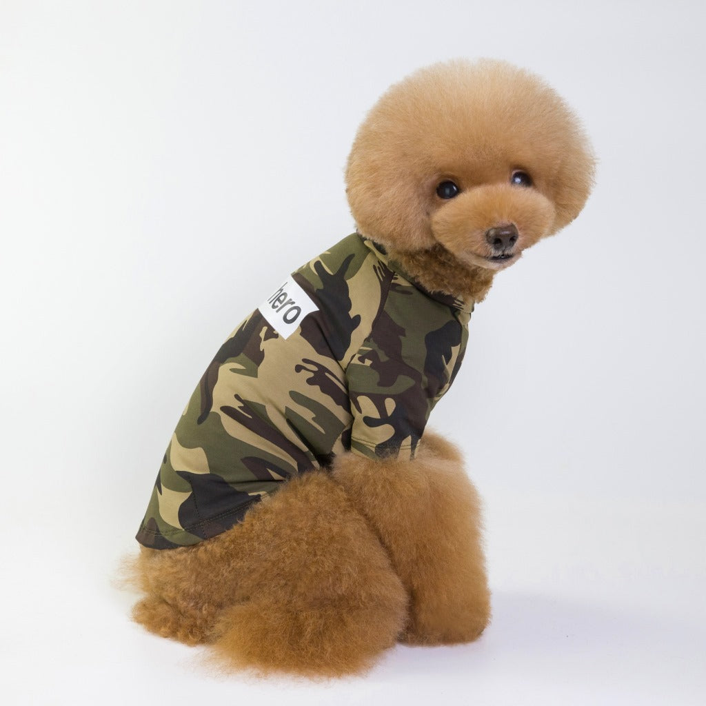 KFX-8521277 Camouflage Raglan T-Shirt for Pets - Soft Cotton Blend, Spring/Summer Wear