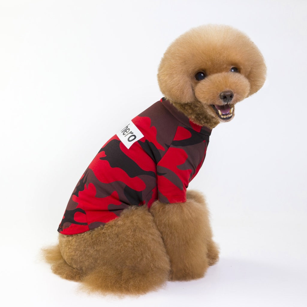 KFX-8521277 Camouflage Raglan T-Shirt for Pets - Soft Cotton Blend, Spring/Summer Wear
