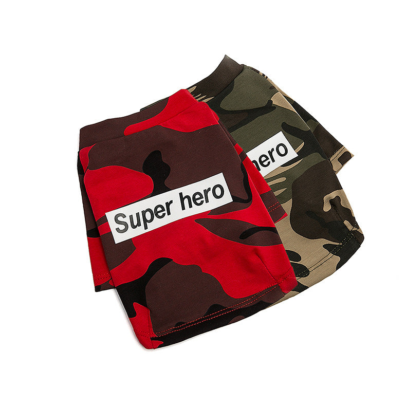 KFX-8521277 Camouflage Raglan T-Shirt for Pets - Soft Cotton Blend, Spring/Summer Wear