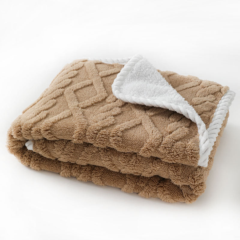 KFX-8521533 Thick Warm Waterproof Plush Blanket for Dogs and Cats - Soft Cozy Winter Throw, Machine Washable, Multiple Sizes Available