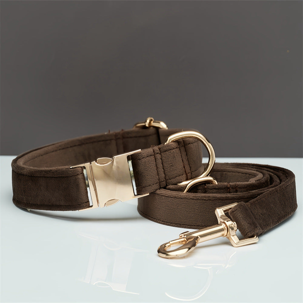KFX-8522685 Durable Solid Color Dog Collar with Matching Leash - Multiple Color Options Available