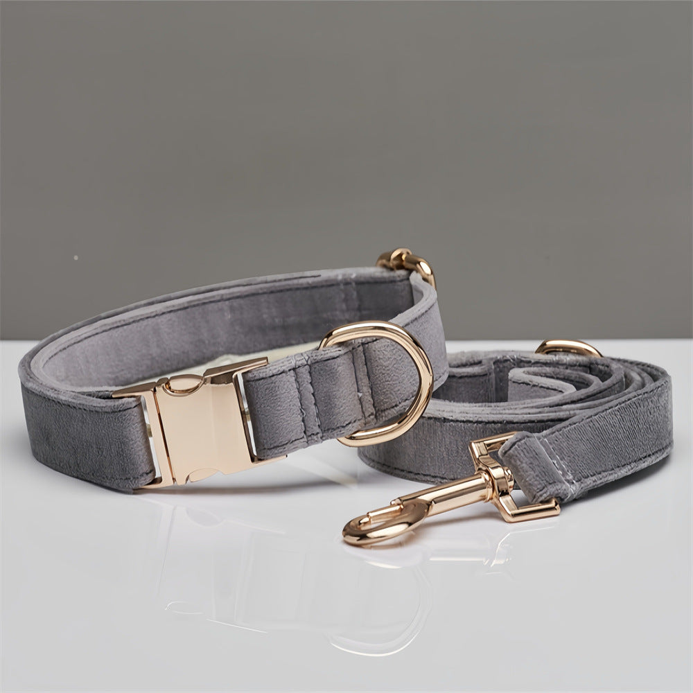 KFX-8522685 Durable Solid Color Dog Collar with Matching Leash - Multiple Color Options Available