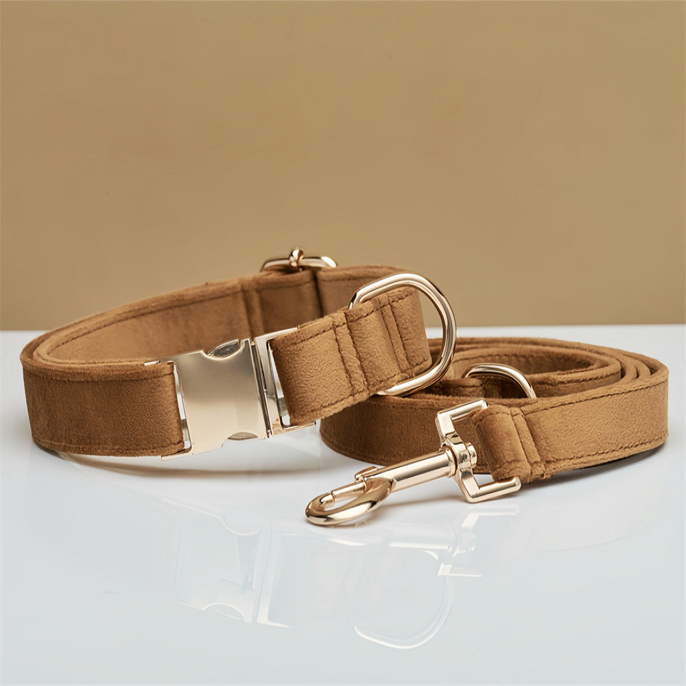 KFX-8522685 Durable Solid Color Dog Collar with Matching Leash - Multiple Color Options Available