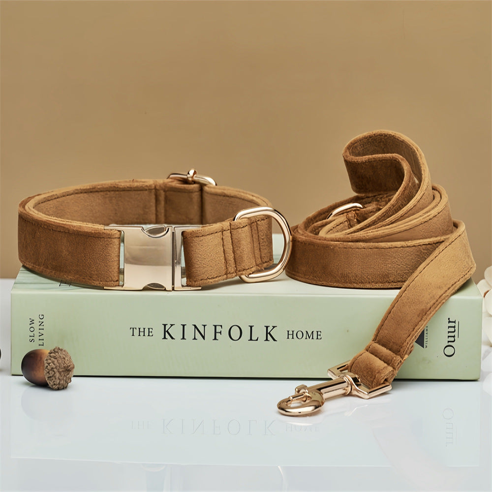 KFX-8522685 Durable Solid Color Dog Collar with Matching Leash - Multiple Color Options Available