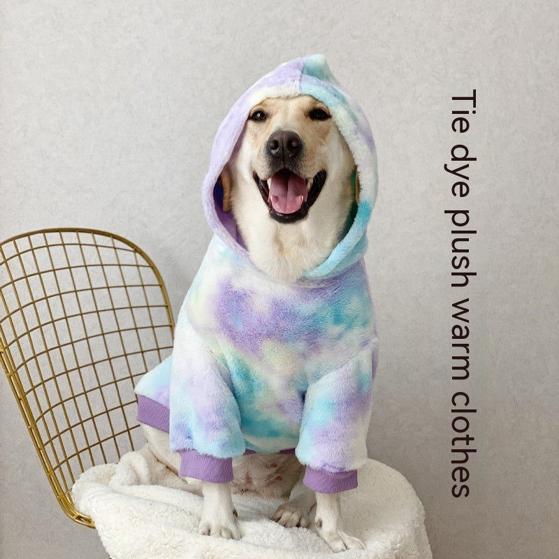 KFX-8523069 Tie Dyed Warm Hooded Hoodie for Large Dogs