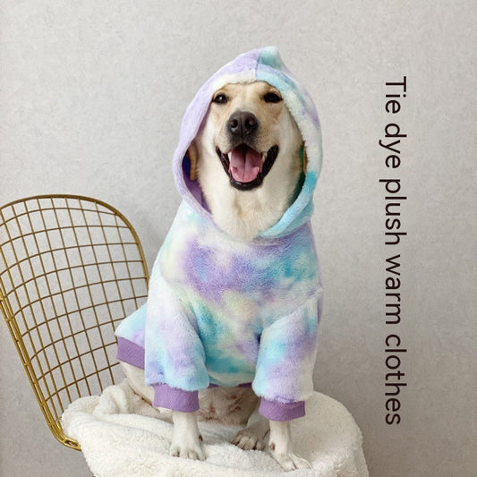 KFX-8523069 Tie Dyed Warm Hooded Hoodie for Large Dogs