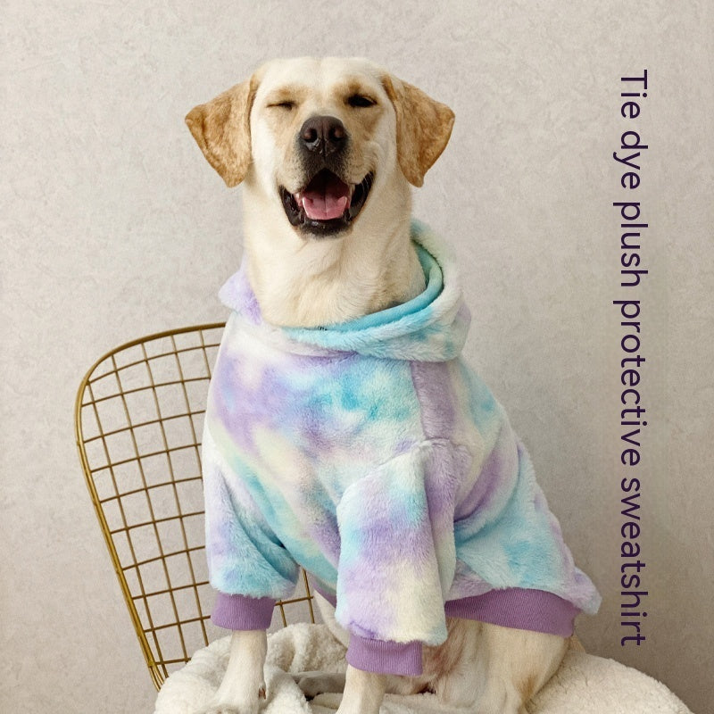 KFX-8523069 Tie Dyed Warm Hooded Hoodie for Large Dogs