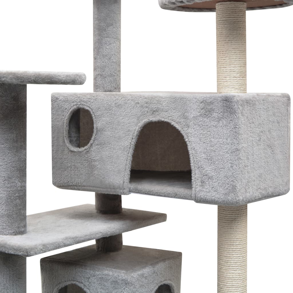 KFX-8523965 Sisal Cat Scratching Post with Cozy Hideaways and Plush Finish - 125 cm Tall