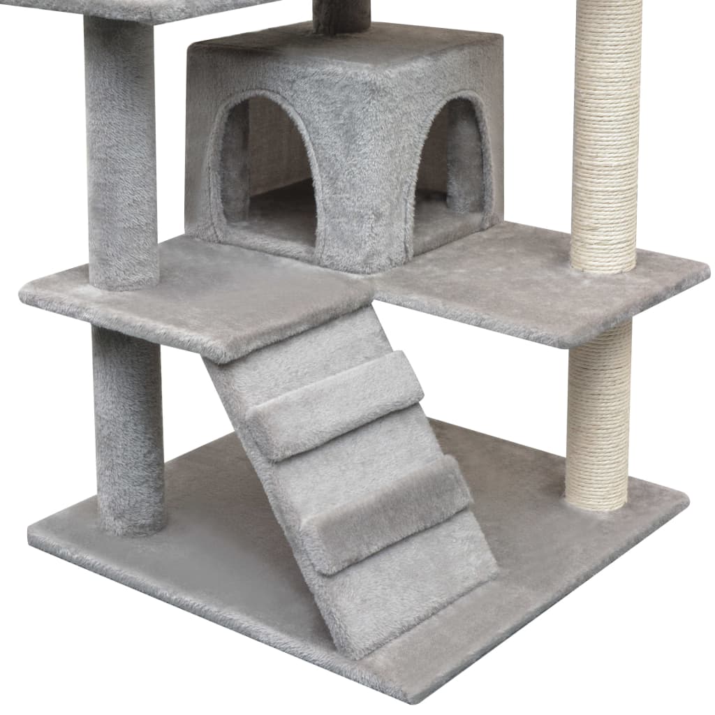 KFX-8523965 Sisal Cat Scratching Post with Cozy Hideaways and Plush Finish - 125 cm Tall