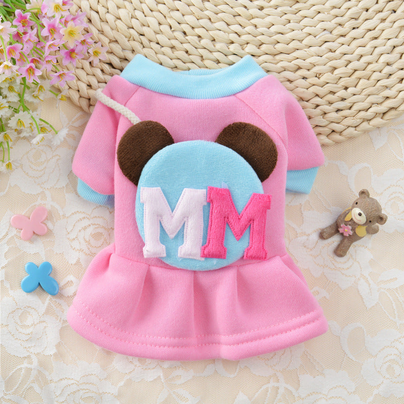 KFX-8527037 Cozy Coral Fleece Princess Pet Dress Sweater for Autumn and Winter