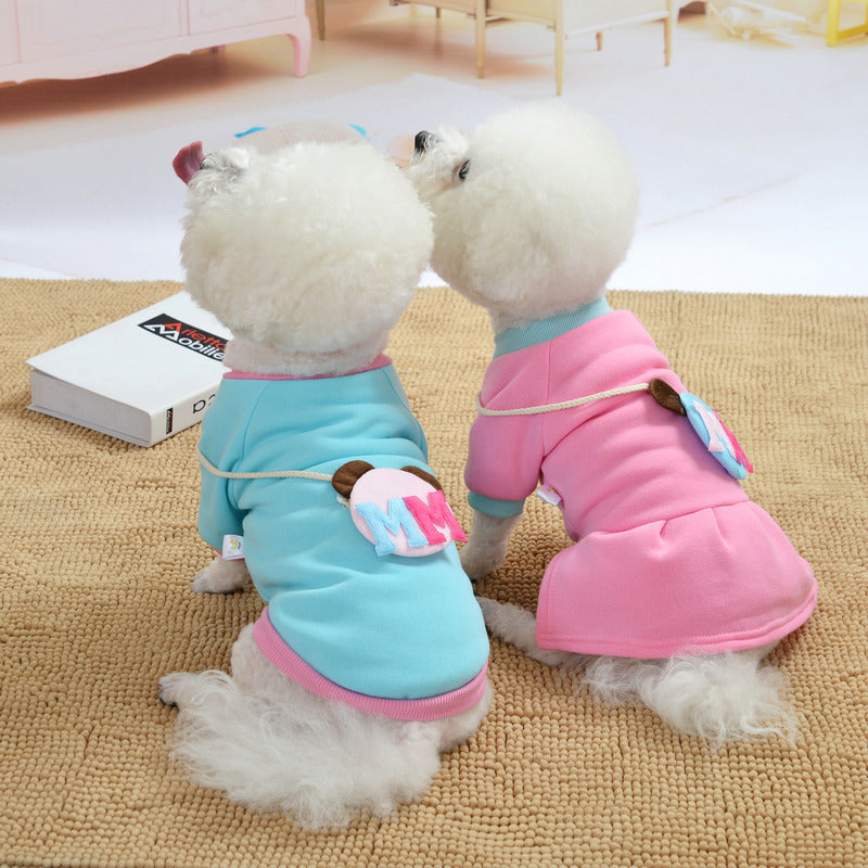 KFX-8527037 Cozy Coral Fleece Princess Pet Dress Sweater for Autumn and Winter