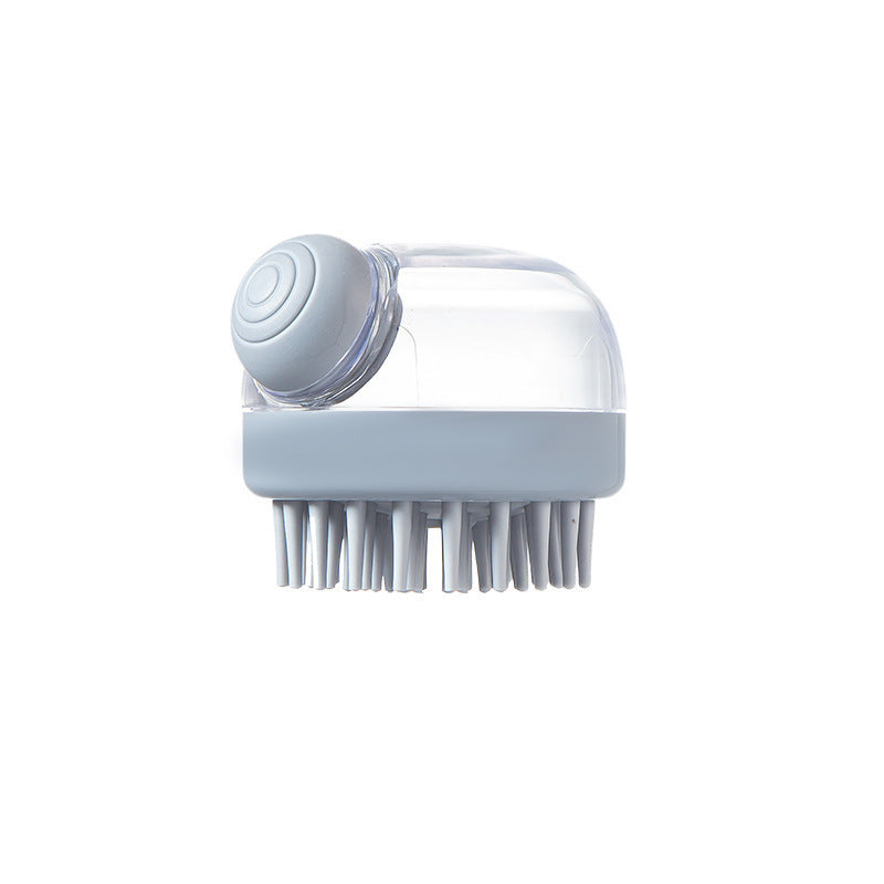KFX-8527933 Soft Silicone Dog Brush with Soap Dispenser for Grooming and Massage - Pink and Grey