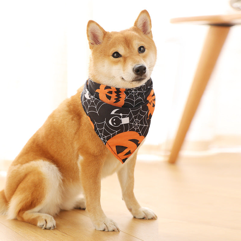 KFX-8528061 Small Dog Costume with Funny Pumpkin Head Grim Reaper Pattern - Fabric Scarf Included