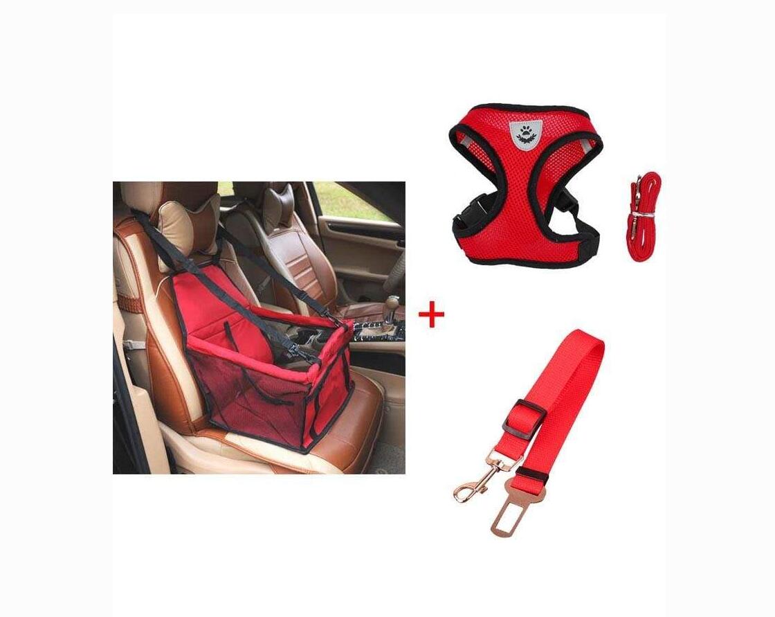 KFX-8529725 Premium Waterproof Oxford Cloth Pet Car Safety Carrier with Harness & Leash Set - Available in Multiple Colors