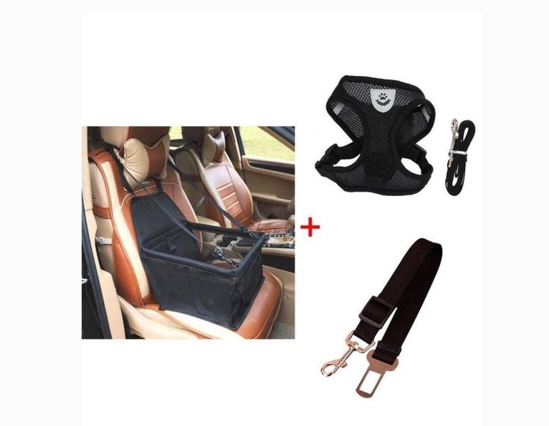 KFX-8529725 Premium Waterproof Oxford Cloth Pet Car Safety Carrier with Harness & Leash Set - Available in Multiple Colors