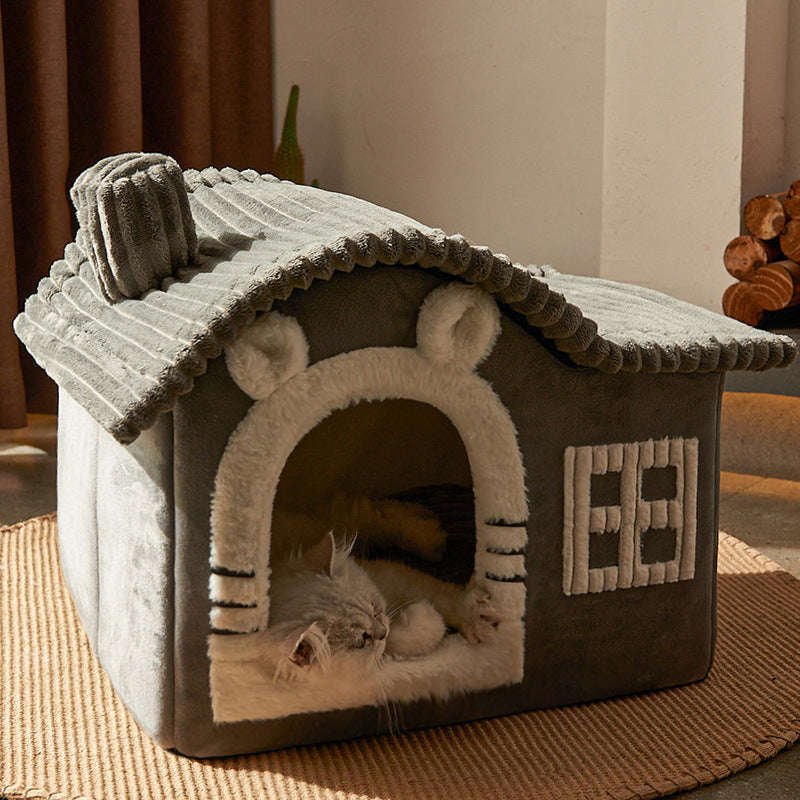 KFX-8530493 Cozy Enclosed Cat Litter with Stylish Simplicity in Grey, Coffee, and Pink