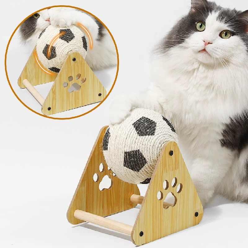 KFX-8531261 Vertical Wooden Cat Scratch Board with Sisal Rope for Claw Grinding and Play