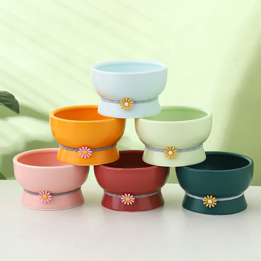 KFX-8532413 Ceramic Cat Water Bowl with Adjustable Height and Color Options