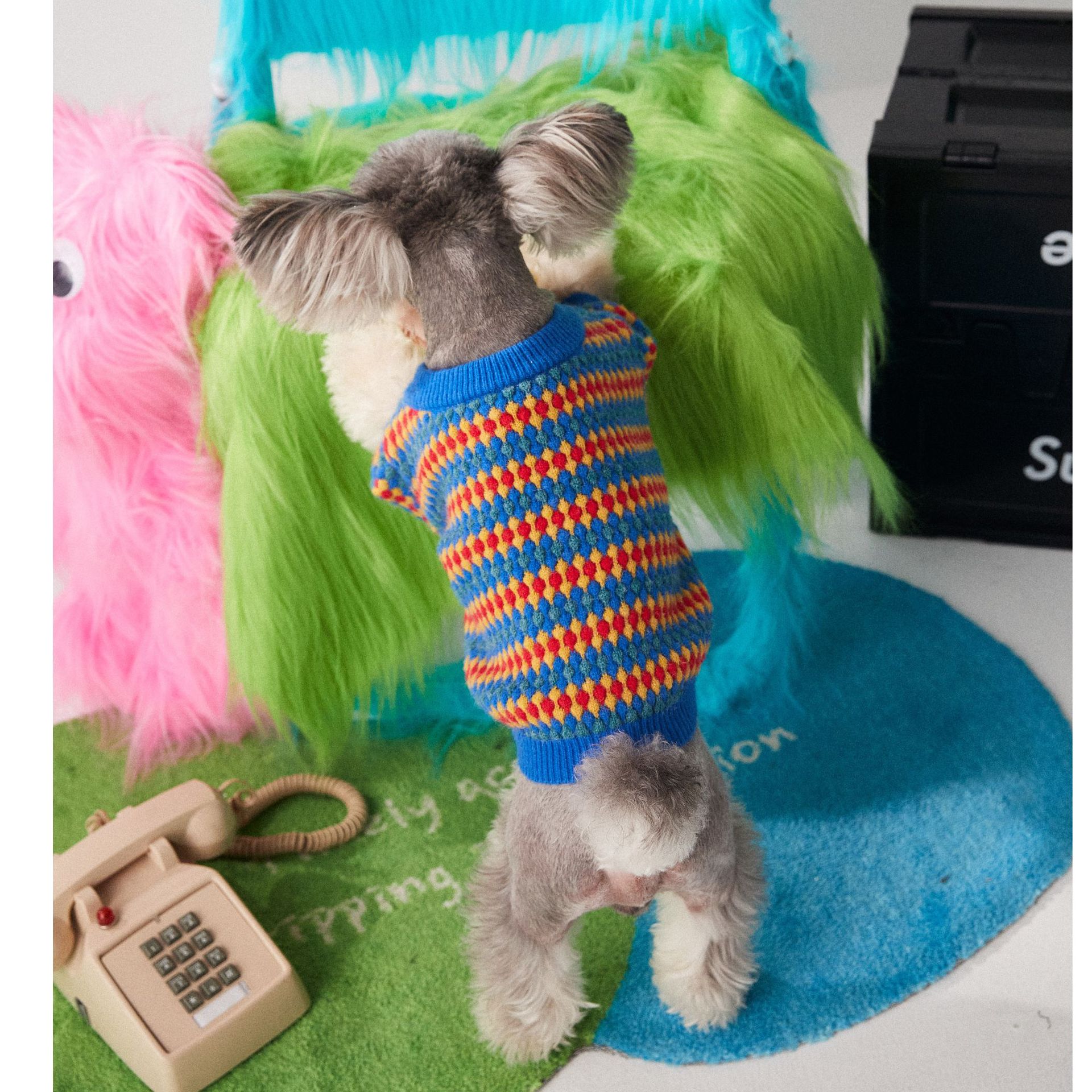 KFX-8534205 Cozy Blue Round Neck Wool Dog Sweater for Autumn and Winter