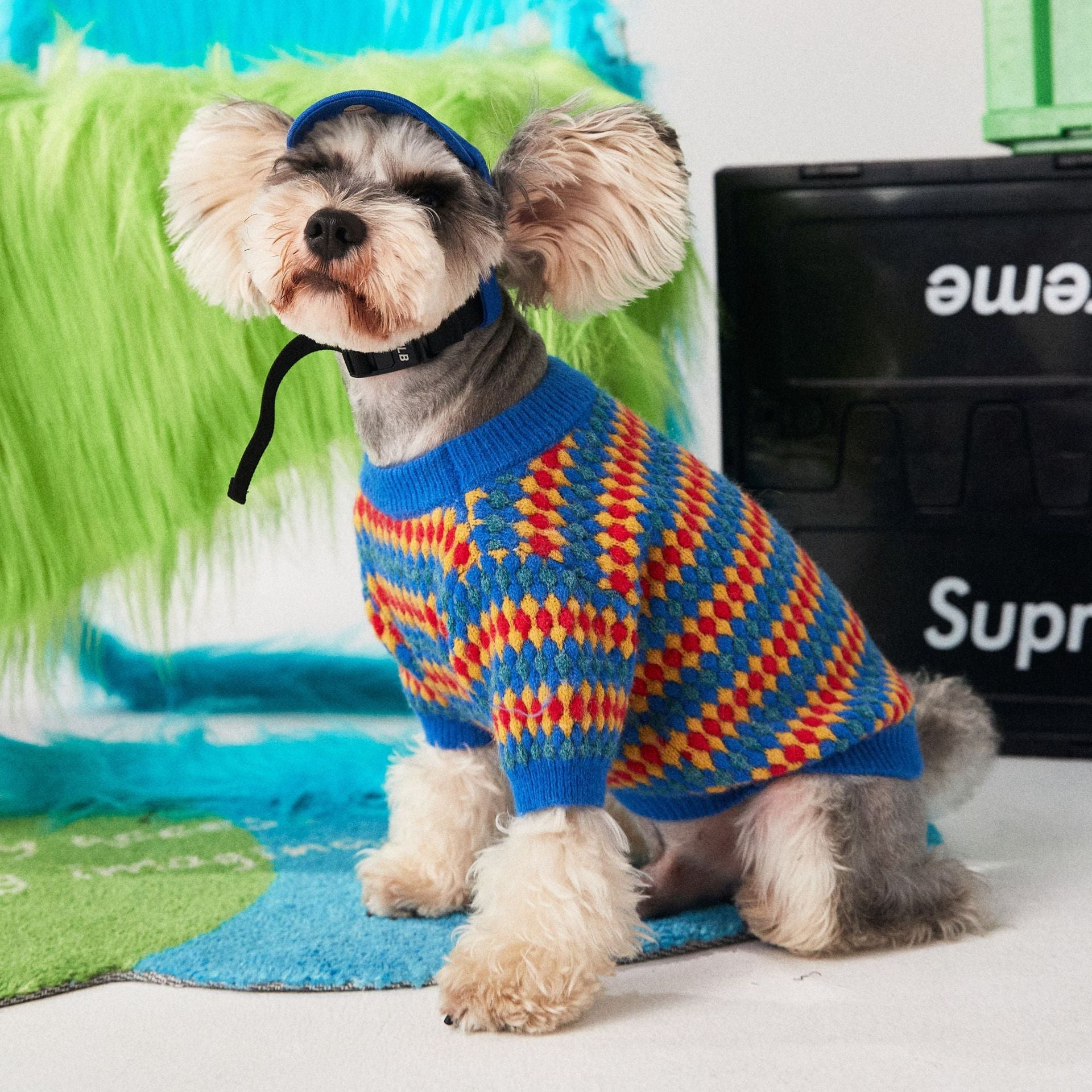 KFX-8534205 Cozy Blue Round Neck Wool Dog Sweater for Autumn and Winter