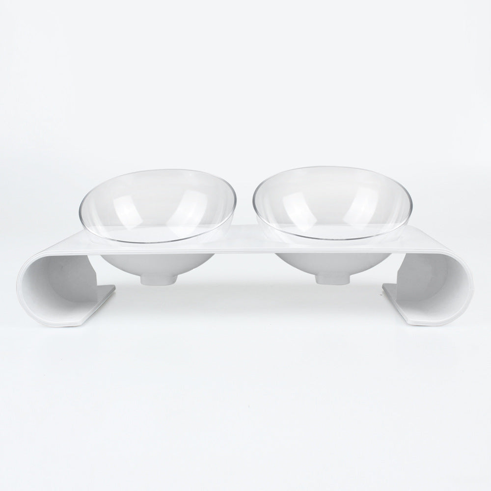 KFX-8536381 Double Pet Bowl for Dogs and Cats - ABS Material, White, Food & Water Design