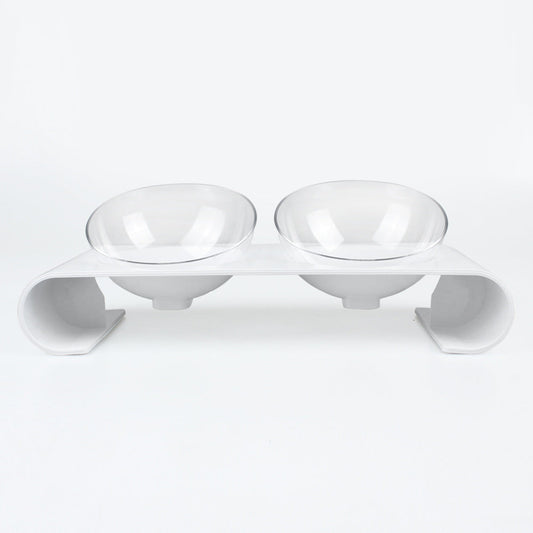 KFX-8536381 Double Pet Bowl for Dogs and Cats - ABS Material, White, Food & Water Design