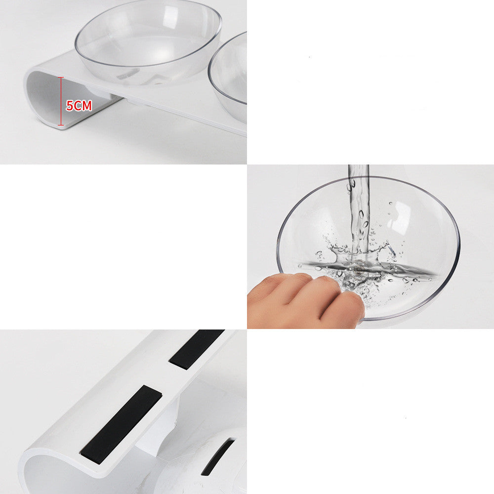 KFX-8536381 Double Pet Bowl for Dogs and Cats - ABS Material, White, Food & Water Design