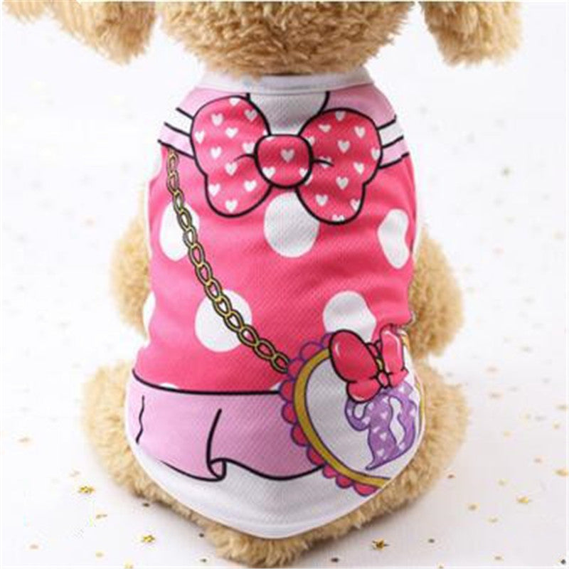 KFX-8536765 Cartoon Print Cotton Puppy T-Shirt for Spring, Summer, and Autumn