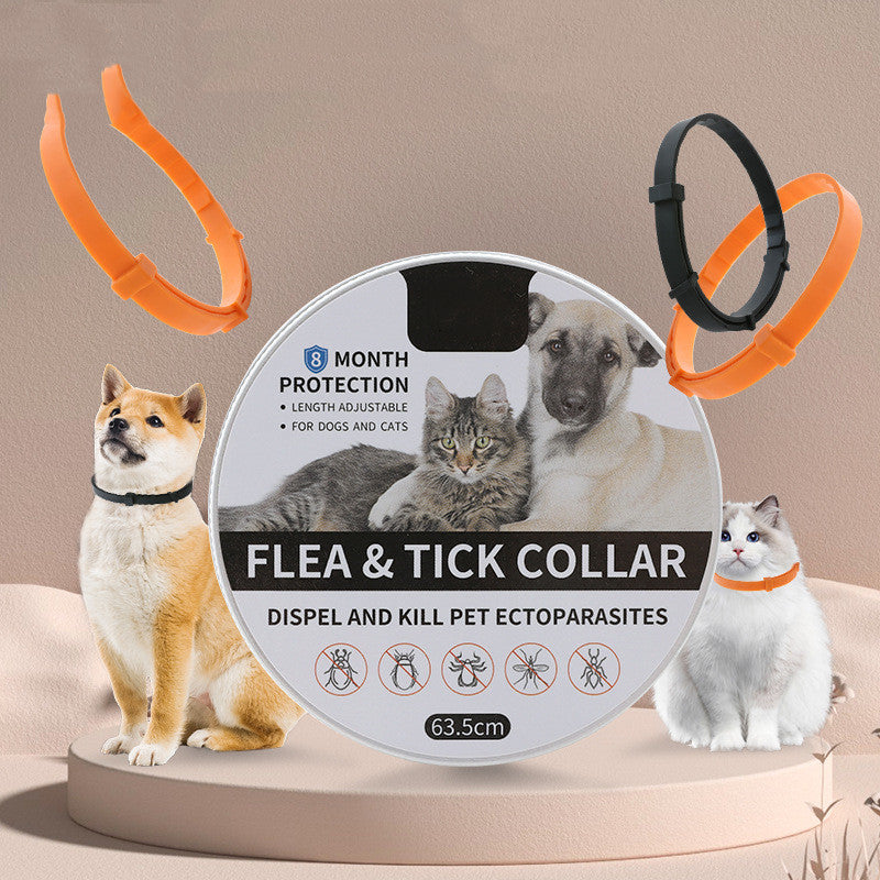 KFX-8538173 Insect-Repellent Silicone Pet Collar for Cats and Dogs - Grey, Orange, Blue, Black Options