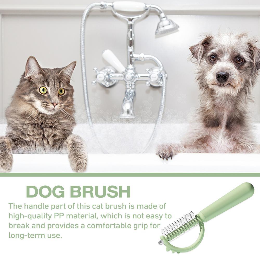 KFX-8539453 Self-Cleaning Cat Brush with Double-Sided Design for Shedding and Dematting – Cute Dinosaur Shape