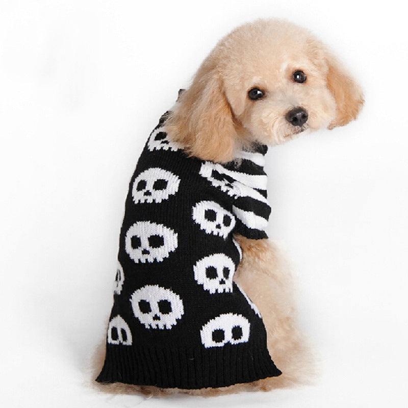 KFX-8539965 Skull Dog Halloween Sweater for Pets - Acrylic Material, Comfortable Fit, Multiple Sizes Available