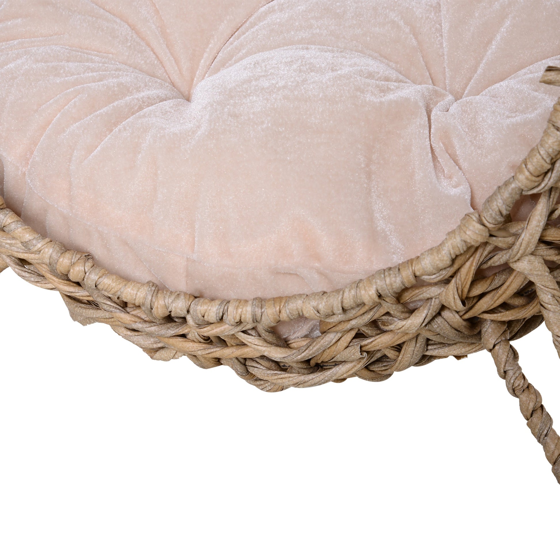 KFX-8540605 Elevated 20.5" Weaved Cat Bed with Soft Cushion - Hand-woven Braided Banana Leaf Condo for Cats Up to 11 lbs