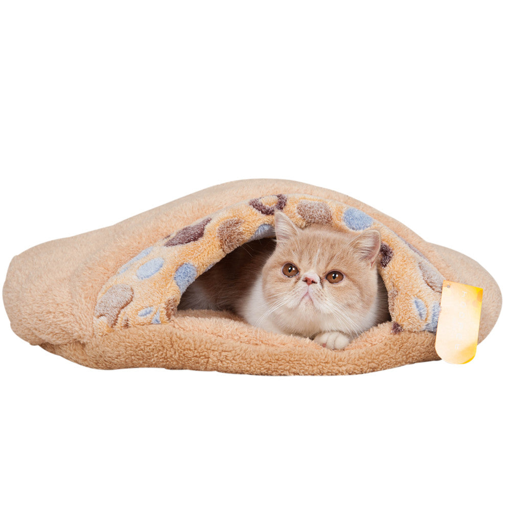 KFX-8542013 Cozy Cat Sleeping Bag with Paw Print Design – Small and Large Sizes Available