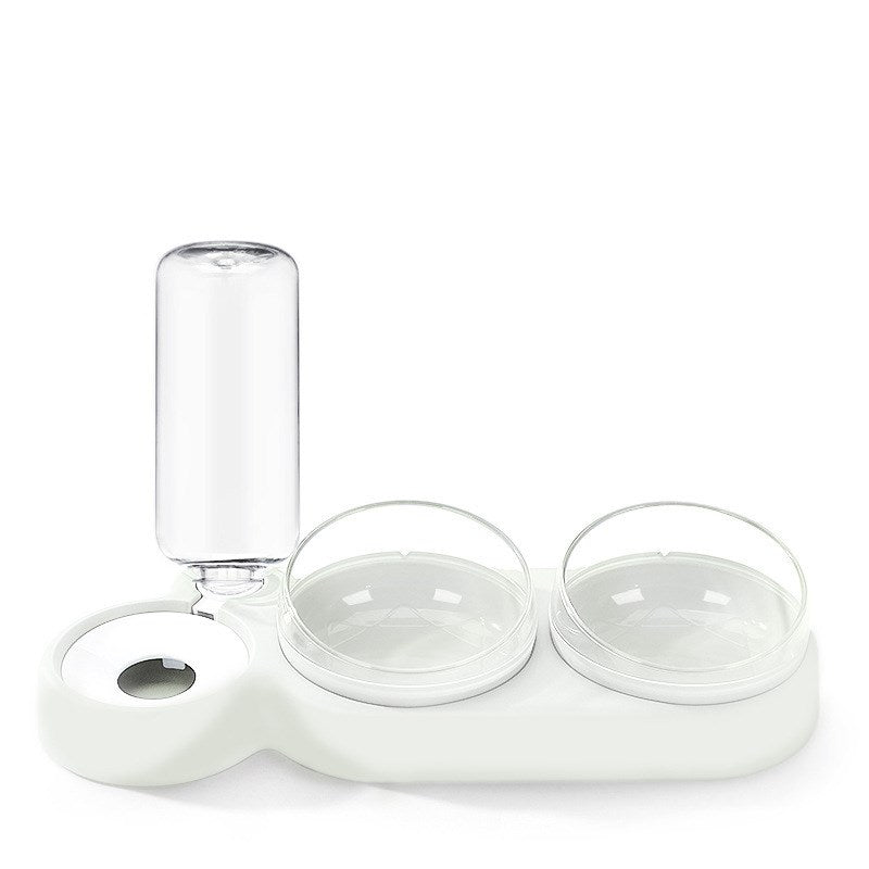 KFX-8542141 Double Bowl Automatic Cat Feeder and Waterer with 360-Degree Rotation and Tilt Design