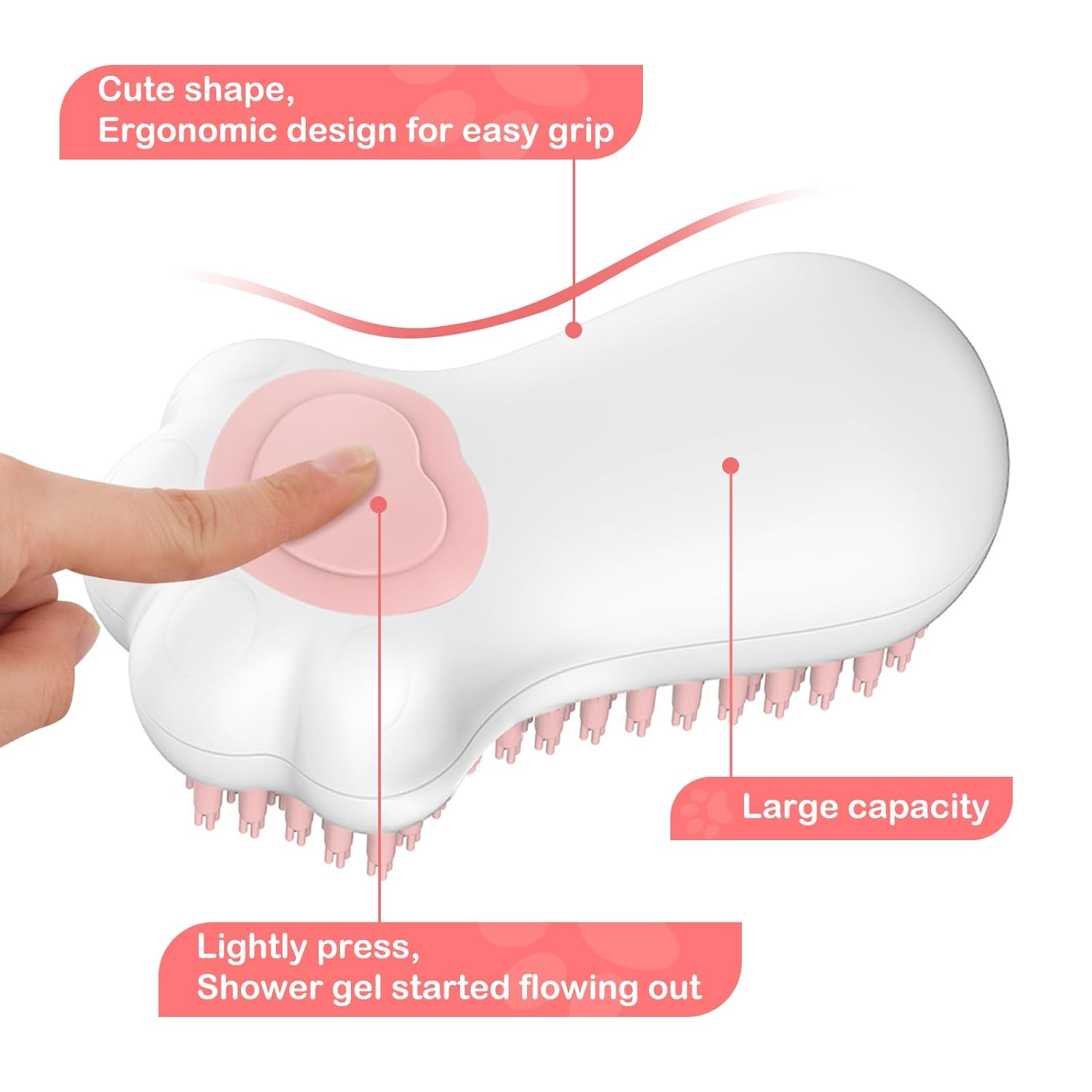 KFX-8543421 Soft Silicone Pet Bath Brush with Soap Dispenser for Grooming and Massage – Ideal for Medium and Short Haired Dogs and Cats