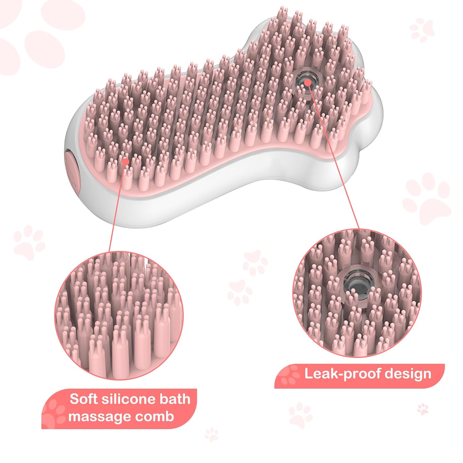 KFX-8543421 Soft Silicone Pet Bath Brush with Soap Dispenser for Grooming and Massage – Ideal for Medium and Short Haired Dogs and Cats