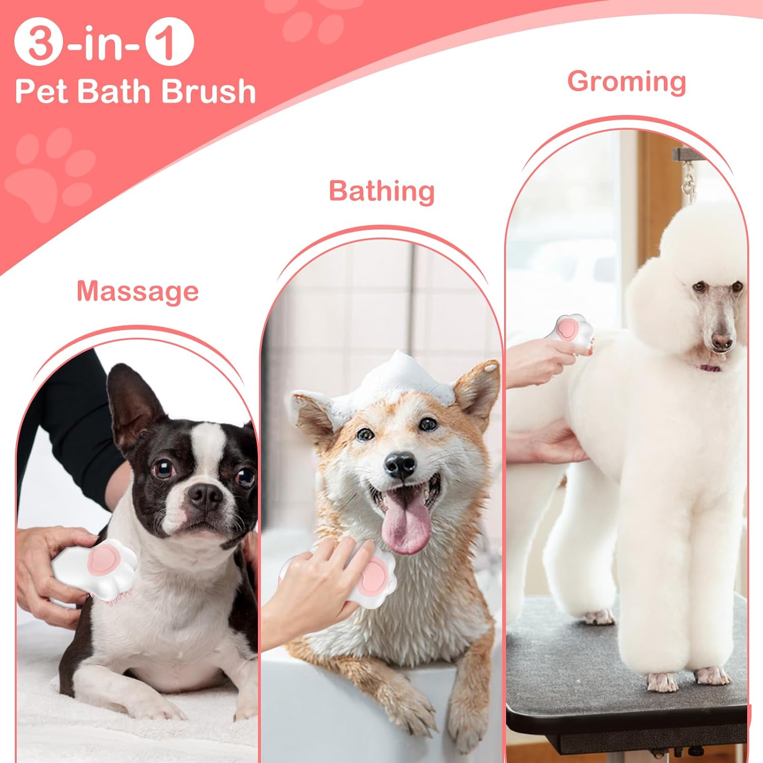 KFX-8543421 Soft Silicone Pet Bath Brush with Soap Dispenser for Grooming and Massage – Ideal for Medium and Short Haired Dogs and Cats