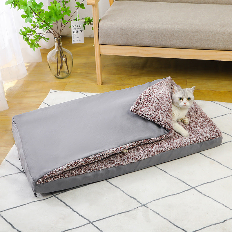 KFX-8543805 Removable Washable Dog Bed with Integrated Blanket Comforter, Multiple Sizes Available