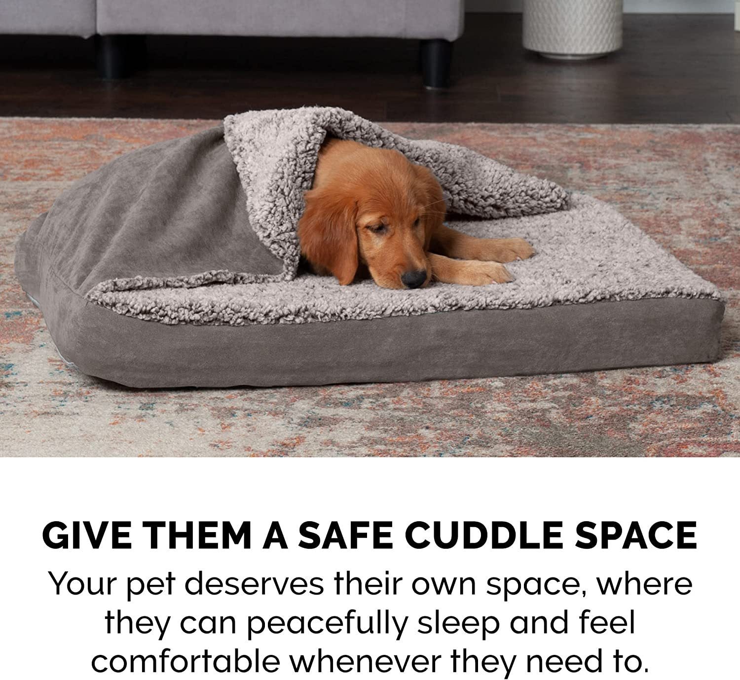 KFX-8543805 Removable Washable Dog Bed with Integrated Blanket Comforter, Multiple Sizes Available