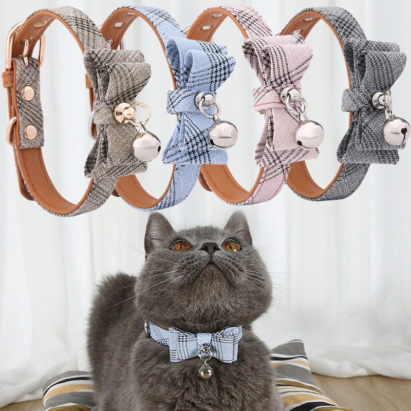 KFX-8543933 Diagonal Striped Cat Collar with Bell in Blue, Black, Pink, and Apricot