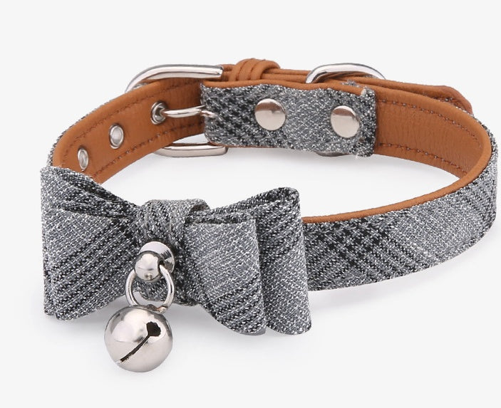 KFX-8543933 Diagonal Striped Cat Collar with Bell in Blue, Black, Pink, and Apricot