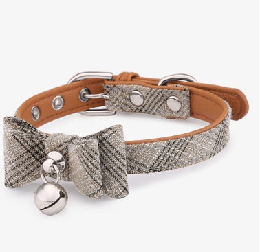 KFX-8543933 Diagonal Striped Cat Collar with Bell in Blue, Black, Pink, and Apricot