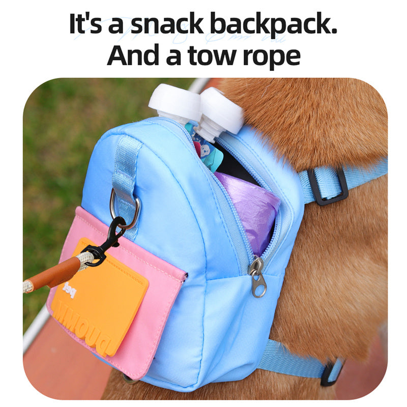 KFX-8545213 Large-Capacity Pet Snack Storage Backpack with Adjustable Harness for Dogs and Cats, Perfect for Travel and Hiking