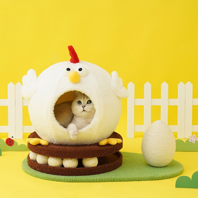 KFX-8545981 Summer Cooling Cat House with Turntable Toys and Climbing Frame - Cuckoo Chicken Land Design