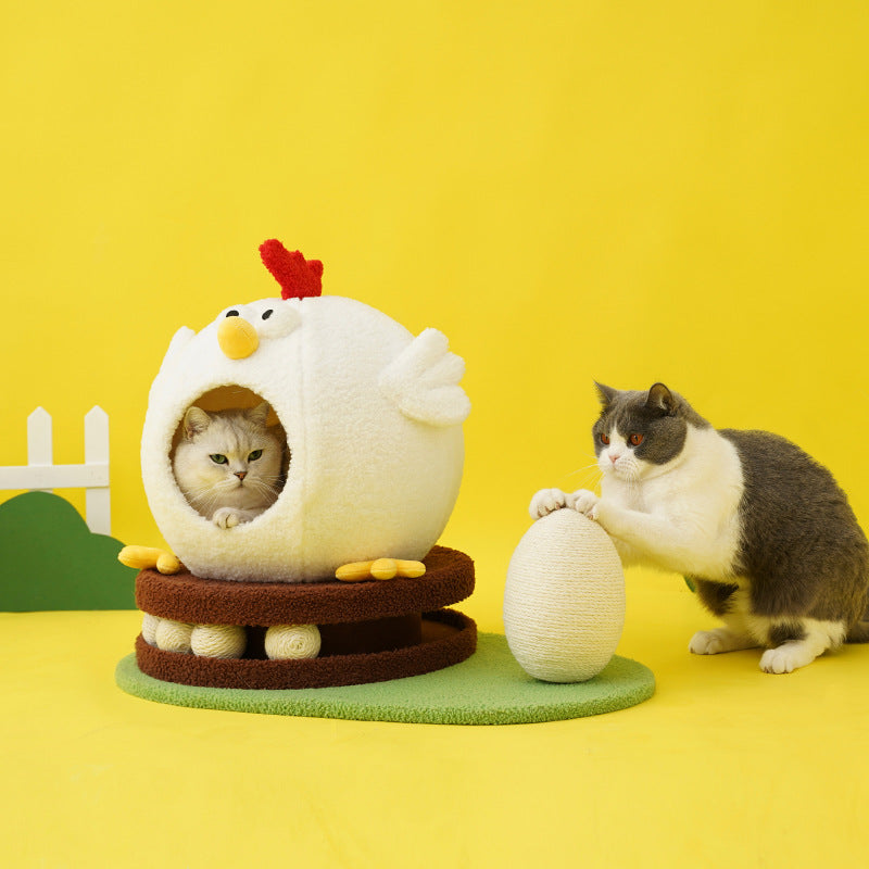 KFX-8545981 Summer Cooling Cat House with Turntable Toys and Climbing Frame - Cuckoo Chicken Land Design