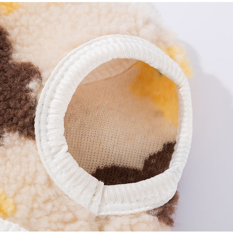 KFX-8546493 Cozy Teddy Bear Print Sherpa Pet Vest for Autumn and Winter