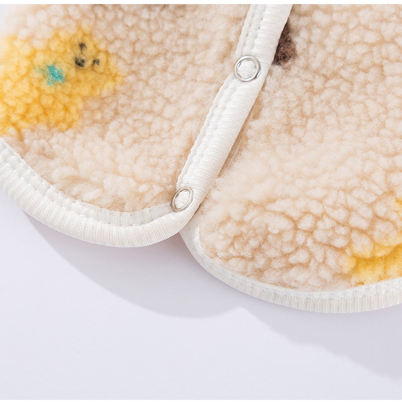 KFX-8546493 Cozy Teddy Bear Print Sherpa Pet Vest for Autumn and Winter