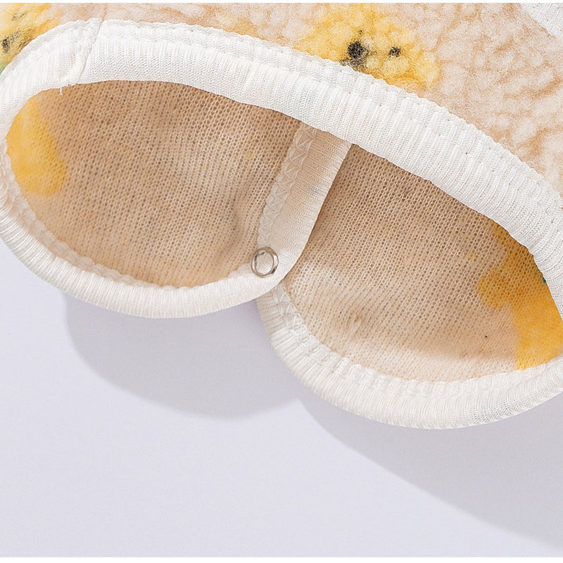 KFX-8546493 Cozy Teddy Bear Print Sherpa Pet Vest for Autumn and Winter