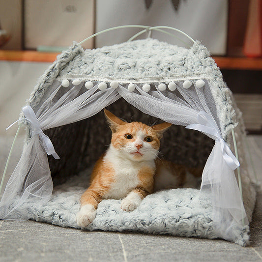 KFX-8546749 Breathable Semi-Enclosed Pet Bed for All Seasons